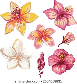 mixed flower and sea shell motifs cute surf hibiscus girl painted effect sea ocean Hawaii beach tropical Trending Script Slogan Graphic Tee t-shirt logo artwork typography tote badge emblem crest 

