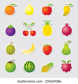 Mixed Fruits Icons Sticker Style