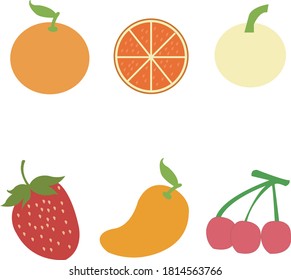 Mixed fruits Vector  on white background, collection of vector illustrations 