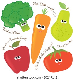 Mixed fruits & vegetables vector set 2