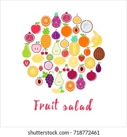 Mixed Fruits Words Fruit Salad Vector Stock Vector (Royalty Free) 718772461