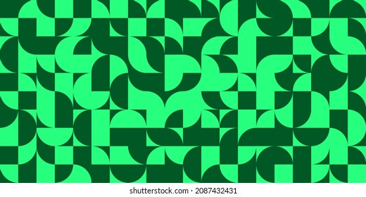 Mixed geometric shapes mix multidirectional pattern background, combine vibrant and muted emerald green color, wallpaper print minimalism style template.