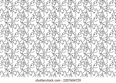 MIXED GROUP OF STRANGE CHARACTERS PATTERN