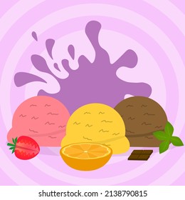 Mixed ice cream advertisement vector image.