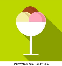 Mixed ice cream in a bowl icon. Flat illustration of mixed ice cream in a bowl vector icon for web isolated on lime background