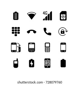 Mixed icons of mobile phone and network