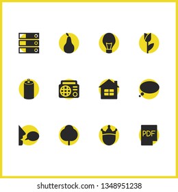 Mixed icons set with bulb, tree and data elements. Set of mixed icons and petal concept. Editable vector elements for logo app UI design.
