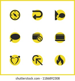 Mixed icons set with compass, arrow and bubble elements. Set of mixed icons and voice message concept. Editable vector elements for logo app UI design.