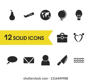 Mixed icons set with fruit, globe and family elements. Set of mixed icons and water concept. Editable vector elements for logo app UI design.