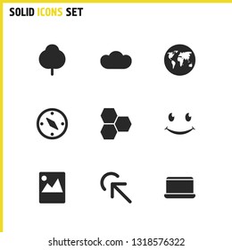 Mixed icons set with honey, tree and click here elements. Set of mixed icons and navigation concept. Editable vector elements for logo app UI design.