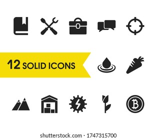 Iconos mixtos con elementos de luz, flor y almacén. Conjunto de iconos mixtos y concepto de herramienta mecánica. Elementos vectoriales editables para el diseño de la interfaz de usuario de la aplicación del logotipo.