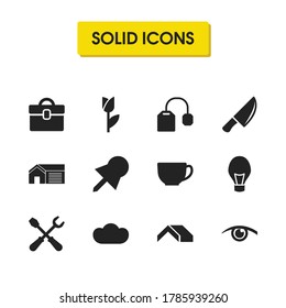 Mixed icons set with location mark, service and flower elements. Set of mixed icons and pushpin concept. Editable vector elements for logo app UI design.