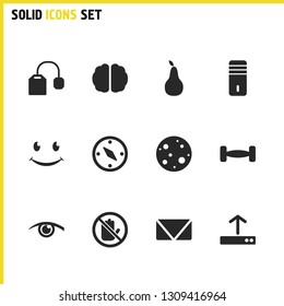 Mixed icons set with mail, brain and sport elements. Set of mixed icons and laugh concept. Editable vector elements for logo app UI design.
