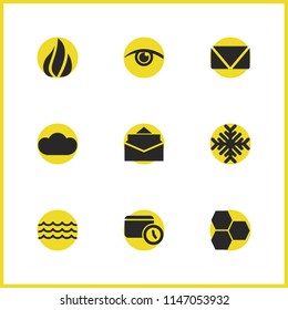 Mixed icons set with mail, fire and cloud elements. Set of mixed icons and letter concept. Editable vector elements for logo app UI design.