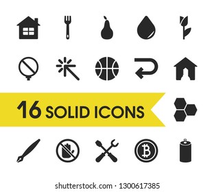 Mixed icons set with no, pen and real estate elements. Set of mixed icons and home concept. Editable vector elements for logo app UI design.