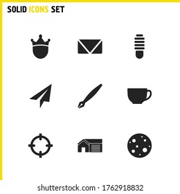 Iconos mixtos establecidos con elementos de envío de correo, ubicación y luna. Conjunto de iconos mixtos y concepto fluorescente. Elementos vectoriales editables para el diseño de la interfaz de usuario de la aplicación del logotipo.