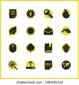Mixed icons set with strawberry, key and sun elements. Set of mixed icons and data transfer concept. Editable vector elements for logo app UI design.