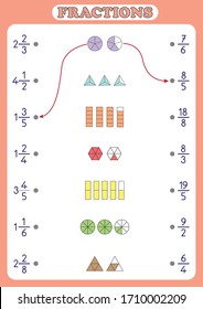 Mixed And Improper Fractions Worksheet, printable math activity for kids, 