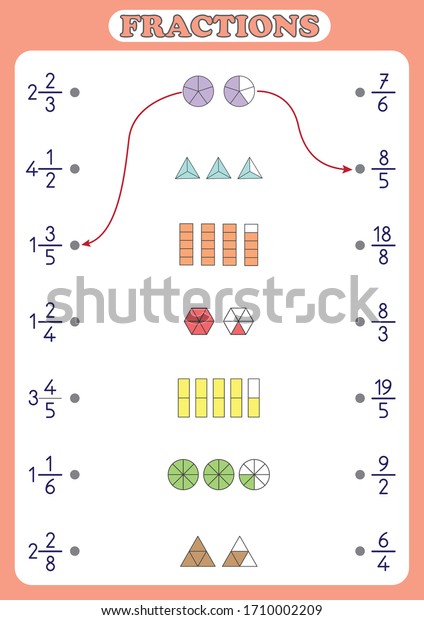 Mixed And Improper Fractions Worksheet, printable math\
activity for kids, 