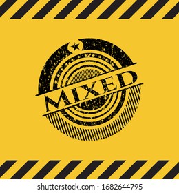 Mixed inside warning sign, black grunge emblem. Vector Illustration. Detailed.