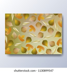 Mixed light brown background with seamless pattern of falling leafs