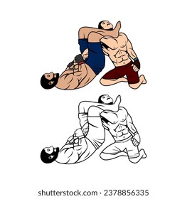 Mixed Martial Arts Cartoon Character Design Illustration vector eps format , suitable for your design needs, logo, illustration, animation, etc.