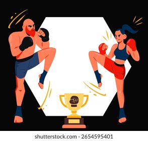 Mixed Martial Arts Cartoon frame Template