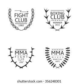 Mixed martial arts fighting logo set. Fight club, Vector illustration