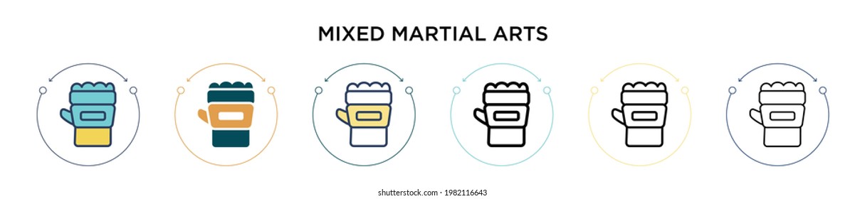 Mixed martial arts icon in filled, thin line, outline and stroke style. Vector illustration of two colored and black mixed martial arts vector icons designs can be used for mobile, ui, web