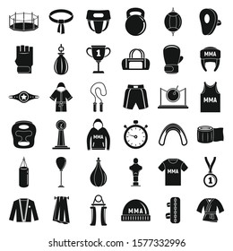 Mixed martial arts icons set. Simple set of mixed martial arts vector icons for web design on white background