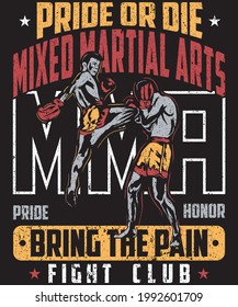 Mixed Martial Arts MMA Fighter hand drawing t-shirt design