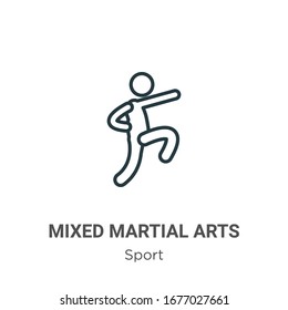 Mixed martial arts outline vector icon. Thin line black mixed martial arts icon, flat vector simple element illustration from editable sport concept isolated stroke on white background