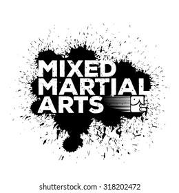 Mixed Martial Arts Sign with Fist. Template for your gym, t-shirt or design.