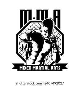 Mixed martial arts t-shirt design in black and white