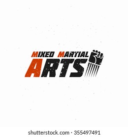 Mixed Martial Illustration with Flying Fist. Vector picture. Template for sticker, t-shirt, poster, banner, combat gym, business or art works.