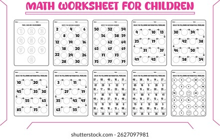 Mixed math worksheet for children
