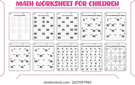 Mixed math worksheet for children