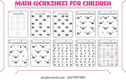 Mixed math worksheet for children