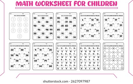 Mixed math worksheet for children