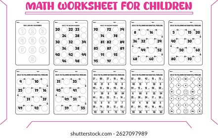 Mixed math worksheet for children