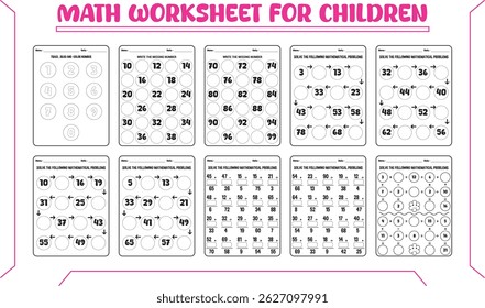 Mixed math worksheet for children
