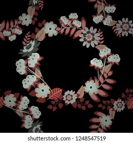 Mixed media artwork for textiles, fabrics, souvenirs, packaging and greeting cards. Abstract vector digital stylized black, gray and brown picture. Imprints floral seamless pattern.