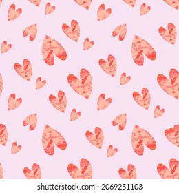 Mixed media heart pattern. Texture inspired by micronature. Endless vector texture. Print for fabric, wall paper, textile print, scrapbook paper, wrapping paper, notebook covers, cosmetics packing