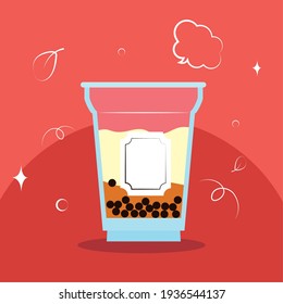 mixed milk bubble tea glass