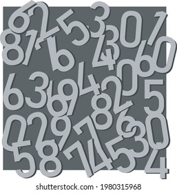 MIXED NUMBERS 0 TO 9 IN GREY BACKGROUND 