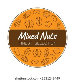 Mixed nuts label, icon, vector.