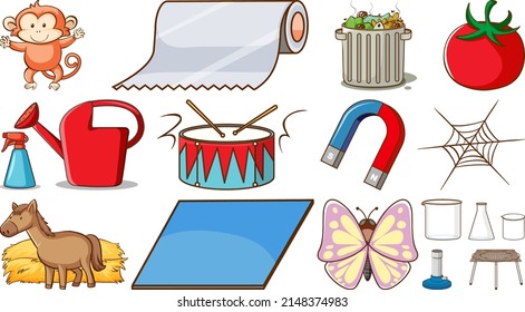 Mixed objects and animals illustration