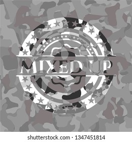 Mixed up on grey camouflaged texture