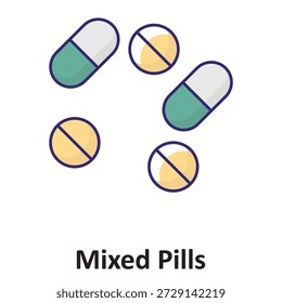 Icono de Vector de píldoras mixtas que puede modificarse o editarse fácilmente

