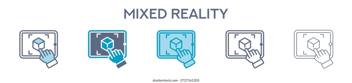 Mixed Reality Element For Design Graphic - Multi Styles. Vector Illustration Of Two Colored And Black. Multiple Icons Designs Can Be Used For Mobile, Ui, Web